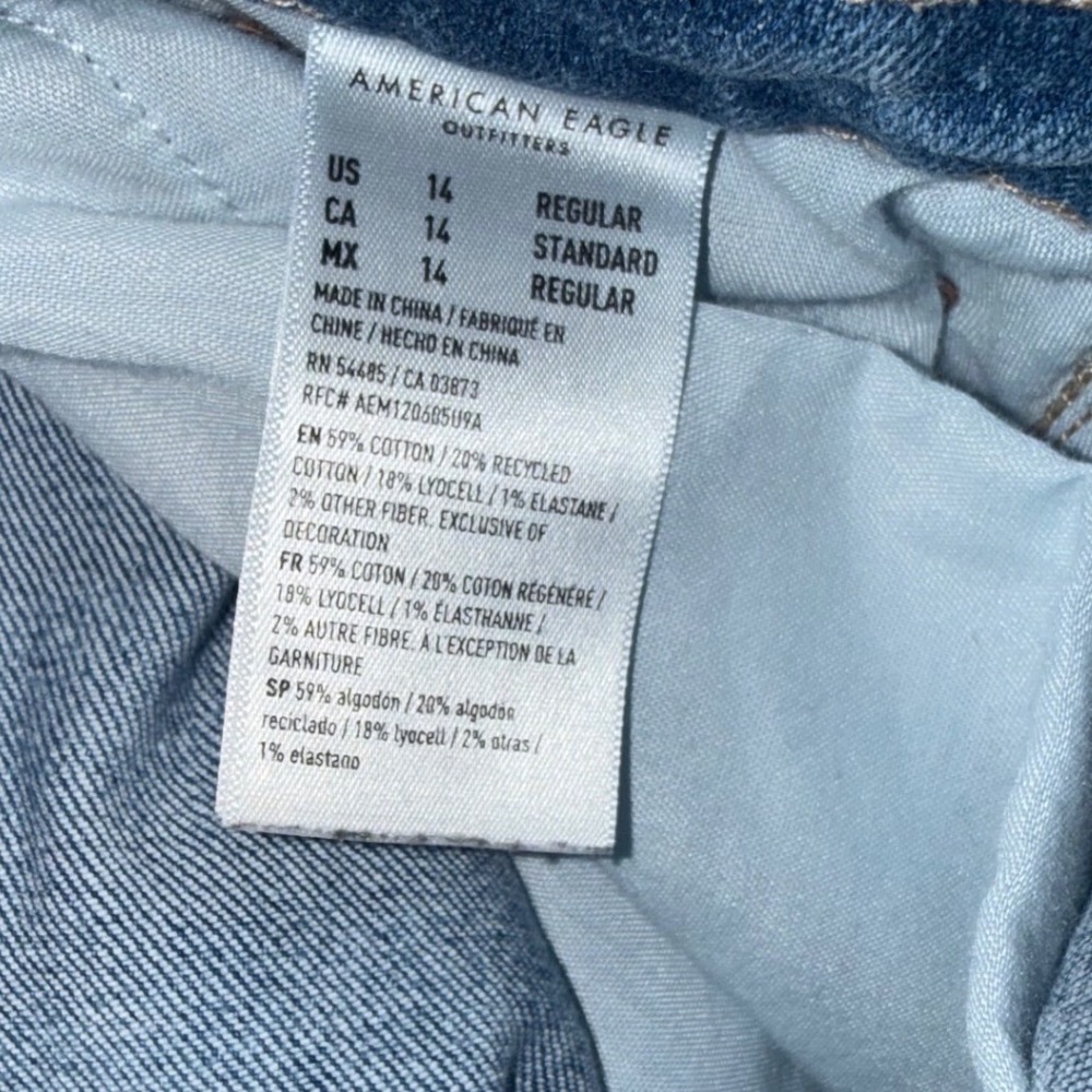 American Eagle Super High-Rise Baggy Wide Leg Jeans Medium Wash Blue 14 Regular - Picture 6 of 6